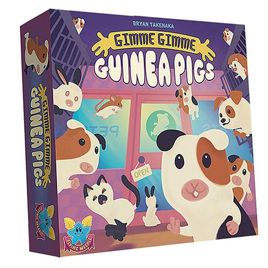 Gimme Gimme Guinea Pigs is a fast and fun game played in real time! Players start with seven cards in hand while the rest of the cards are spread out, face down, on the table in front of them. Each card has one of six different animals or is a PAWS card. The goal of the game: Be the first to collect all seven cards of one animal and shout "Got 'em!"