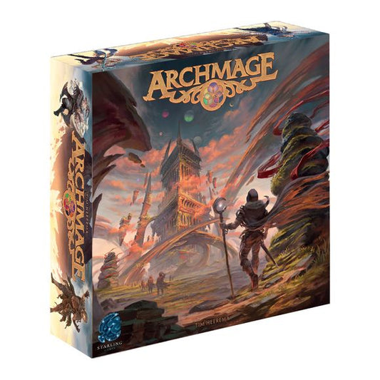 Archmage is a strategy board game where you build and lead an order of mages towards the epic destiny of becoming Archmage, a wizard that weaves all six spheres of magic into one.
You begin the game as a fledgling mage exploring a post-apocalyptic landscape, deploying loyal followers from your company to gather lost relics from various ruined locations. These magical relics can be traded to six mythic races to gain a fundamental knowledge of their magic. Once these basic spells are learned, you may then co