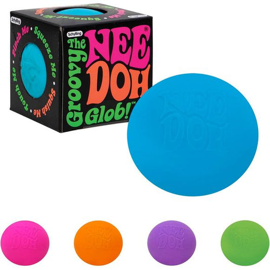 Nee Doh is brought to you by Schylling toys, the world leader in classic toys and traditional fun. Available in three bright colors, groovy green, outta sight orange and primo pink, shipped randomly. The groovy Glob of gratifying goo, this ultimate stress ball will help you mellow out and find inner Peace, tranquility and calm mindfulness.