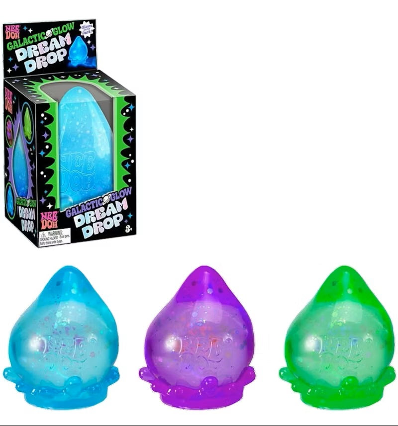 Has a dreamy squeeze sensation and sparkle filling to add to the magic. The dynamic splash display stand helps keep the calm nearby and is fun to peel off. Comes in various colors - green, blue, purple; 3.25″ tall. One randomly selected color.