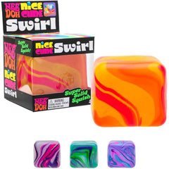 Twist and turn your way to sensory satisfaction with the NeeDoh Nice Cube Swirl! Each cube features a one-of-a-kind, swirling color blend that’s as unique as your vibe. With every squeeze, it returns to its square shape, bringing endless visual and tactile delight! Approximately 2.25 inches.