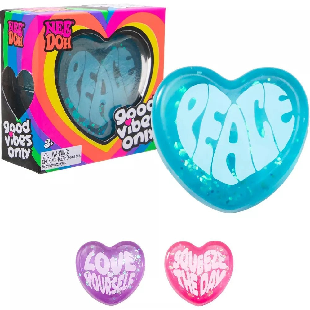 Enjoy triple the squishy fun with the Schylling NeeDoh Good Vibes Only Sensory Toy Set. This set includes three soft, stretchy stress balls designed to provide a calming tactile experience with every squeeze. Filled with a dough-like compound and encased in a durable outer layer, each ball returns to its original shape after use. Perfect for fidgeting at home, school, or on the go, this set supports stress relief and sensory exploration. Designed for ages 3 and up, it offers a fun and satisfying way to keep