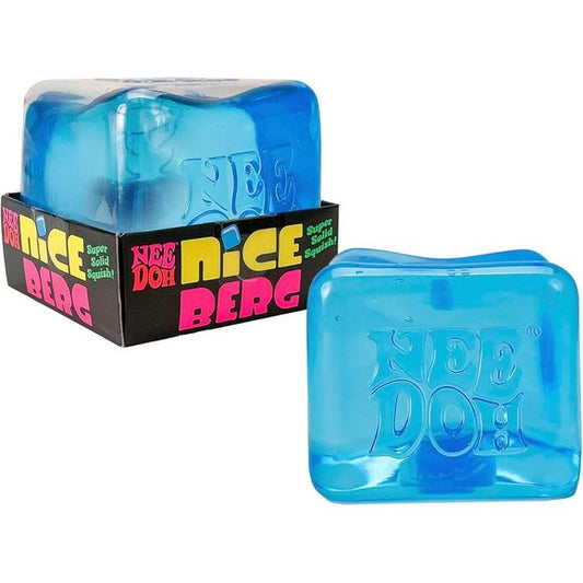 Chill out with the Schylling NeeDoh Nice Berg! Inspired by a block of ice, this oversized translucent blue cube delivers a uniquely satisfying squeeze that's perfect for relieving stress, keeping busy hands occupied, or simply enjoying its cool, squishy feel. Despite its solid cube appearance, Nice Berg is incredibly soft and flexible—stretch, squeeze, and squish it over and over as it slowly returns to its original shape.
Measuring approximately 3.25 x 3.25 inches, the NeeDoh Nice Berg is larger than stan