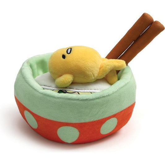From Sanrio, the makers of Hello Kitty, GUND is proud to present Gudetama – a lazy egg and popular Japanese YouTube cartoon who isn’t a big fan of doing anything at all. Gudetama can’t resist a bowl of ramen. This 4.5” super soft and easy to squish (go on, Gudetama doesn't care) lazy egg plush features Gudetama lounging on noodles with chopsticks. Plush material is surface washable and suitable for ages one and up. Plush material is surface washable and suitable for ages one and up. About GUND: For more tha