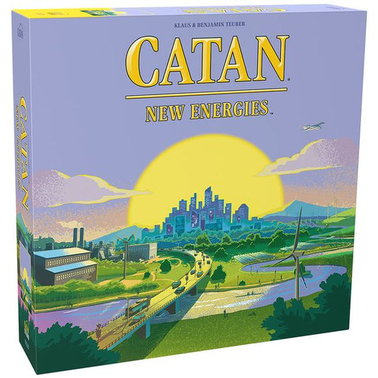 It’s the 21st Century and Catan is at a crossroads. Long gone is the agrarian society of the island’s Viking ancestors. Today’s Catanians need energy to keep society moving and growing, but pollution is wreaking havoc on the island.
CATAN – New Energies is classic CATAN with a modern and relevant twist. You must decide: Invest in clean energy resources or opt for cheaper fossil fuels, potentially causing disastrous effects for the island?