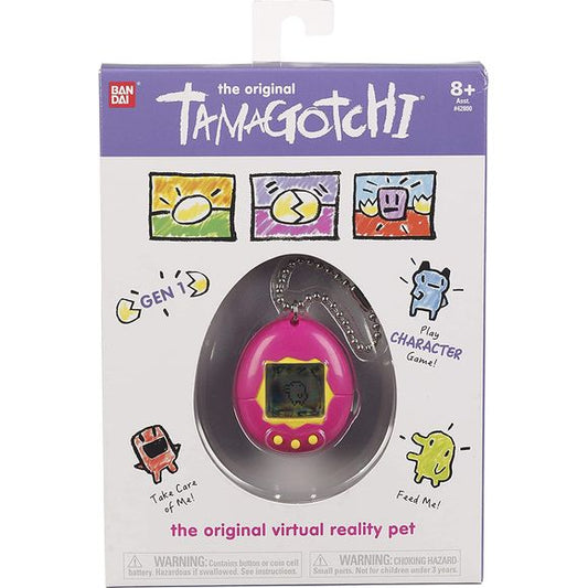 Celebrate the 20th anniversary of Tamagotchi with the original digital pet you love!  feed it, clean up after it, and just take care of it!  it's that simple! just like the original, these digital pets will bring back old childhood memories and is a perfect introduction to newer users of today! includes the CR2032 battery and attaches to your bag so it goes everywhere! Ages 8+
