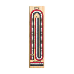 Experience the excitement and joy of cribbage with our meticulously crafted Bicycle 3-Track Cribbage Board Set.
This cribbage set boasts of vibrant red, white, and blue pegs, with a peg storage compartment neatly nestled underneath the board, ensuring your colorful game pieces are always within reach and well-organized.
Crafted for durability and compactness, the cribbage board game set is your perfect companion for travel adventures and cozy family game nights alike. Along with these features, we've incl