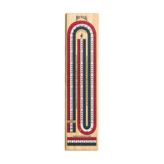 Experience the excitement and joy of cribbage with our meticulously crafted Bicycle 3-Track Cribbage Board Set.
This cribbage set boasts of vibrant red, white, and blue pegs, with a peg storage compartment neatly nestled underneath the board, ensuring your colorful game pieces are always within reach and well-organized.
Crafted for durability and compactness, the cribbage board game set is your perfect companion for travel adventures and cozy family game nights alike. Along with these features, we've incl