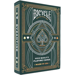 Timeless, elegant line work fills every inch of Bicycle Byzantine Playing Cards. Bring a heightened level of sophistication to your next game night with striking gold and silver foil highlights on the tuck, and fully custom court card and card back designs.