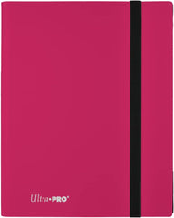 9-pocket Hot Pink PRO-Binder with embossed middle black web material gives cards a classic framed look. Side loading pocket design to prevent cards from easily falling out. Elastic strap holds the binder shut when not in use. All materials made from archival-safe, acid-free non-PVC material. Holds 360 cards in Ultra Pro Deck Protector sleeves.