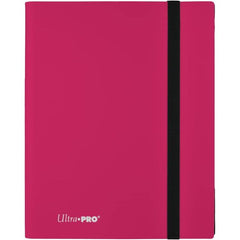 9-pocket Hot Pink PRO-Binder with embossed middle black web material gives cards a classic framed look. Side loading pocket design to prevent cards from easily falling out. Elastic strap holds the binder shut when not in use. All materials made from archival-safe, acid-free non-PVC material. Holds 360 cards in Ultra Pro Deck Protector sleeves.