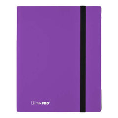 9-Pocket Royal Purple PRO-Binder with embossed middle black web material gives cards a classic framed look. Side loading pocket design to prevent cards from easily falling out. Elastic strap holds the binder shut when not in use. All materials made from archival-safe, acid-free non-PVC material. Holds 360 cards in Ultra Pro Deck Protector sleeves.