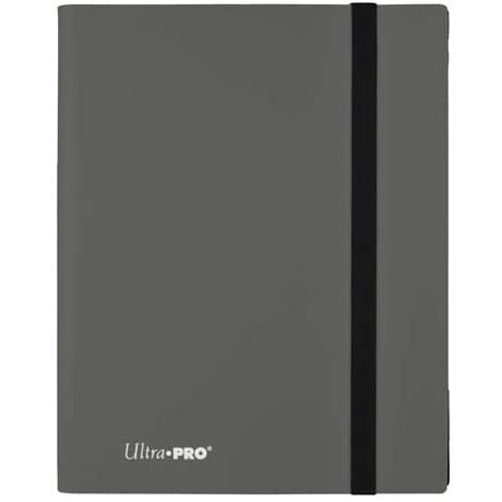 9-Pocket Smoke Grey PRO-Binder with embossed middle black web material gives cards a classic framed look. Side loading pocket design to prevent cards from easily falling out. Elastic strap holds the binder shut when not in use. All materials made from archival-safe, acid-free non-PVC material. Holds 360 cards in Ultra Pro Deck Protector sleeves.