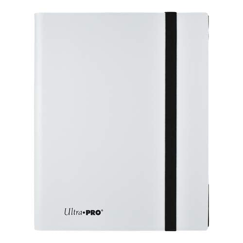 9-Pocket Arctic White PRO-Binder with embossed middle black web material gives cards a classic framed look. Side loading pocket design to prevent cards from easily falling out. Elastic strap holds the binder shut when not in use. All materials made from archival-safe, acid-free non-PVC material. Holds 360 cards in Ultra Pro Deck Protector sleeves.