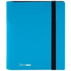 4-pocket Sky Blue PRO-Binder with embossed middle black web material gives cards a classic framed look. Side loading pocket design to prevent cards from easily falling out. Elastic strap holds the binder shut when not in use. All materials made from archival-safe, acid-free non-PVC material. Holds 160 cards in Ultra Pro Deck Protector sleeves.