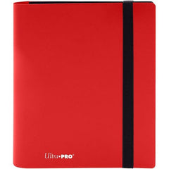 4-pocket Apple Red PRO-Binder with embossed middle black web material gives cards a classic framed look. Side loading pocket design to prevent cards from easily falling out. Elastic strap holds the binder shut when not in use. All materials made from archival-safe, acid-free non-PVC material. Holds 160 cards in Ultra Pro Deck Protector sleeves.