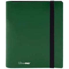 4-pocket Forest Green PRO-Binder with embossed middle black web material gives cards a classic framed look. Side loading pocket design to prevent cards from easily falling out. Elastic strap holds the binder shut when not in use. All materials made from archival-safe, acid-free non-PVC material. Holds 160 cards in Ultra Pro Deck Protector sleeves.