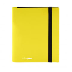 4-pocket Lemon Yellow PRO-Binder with embossed middle black web material gives cards a classic framed look. Side loading pocket design to prevent cards from easily falling out. Elastic strap holds the binder shut when not in use. All materials made from archival-safe, acid-free non-PVC material. Holds 160 cards in Ultra Pro Deck Protector sleeves.
