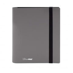 4-pocket Smokey Grey PRO-Binder with embossed middle black web material gives cards a classic framed look. Side loading pocket design to prevent cards from easily falling out. Elastic strap holds the binder shut when not in use. All materials made from archival-safe, acid-free non-PVC material. Holds 160 cards in Ultra Pro Deck Protector sleeves.