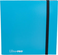 12-pocket Sky Blue PRO-Binder with embossed middle black web material gives cards a classic framed look. Side loading pocket design to prevent cards from easily falling out. Elastic strap holds the binder shut when not in use. All materials made from archival-safe, acid-free non-PVC material. Holds 480 cards in Ultra Pro Deck Protector sleeves.