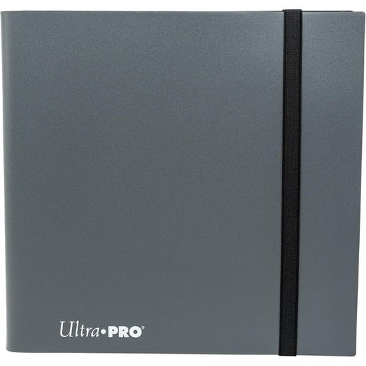 12-pocket Smoke Grey PRO-Binder with embossed middle black web material gives cards a classic framed look. Side loading pocket design to prevent cards from easily falling out. Elastic strap holds the binder shut when not in use. All materials made from archival-safe, acid-free non-PVC material. Holds 480 cards in Ultra Pro Deck Protector sleeves.