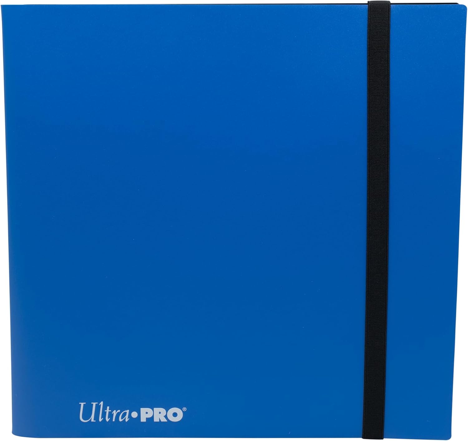 12-pocket Pacific Blue PRO-Binder with embossed middle black web material gives cards a classic framed look. Side loading pocket design to prevent cards from easily falling out. Elastic strap holds the binder shut when not in use. All materials made from archival-safe, acid-free non-PVC material. Holds 480 cards in Ultra Pro Deck Protector sleeves.