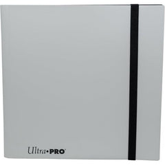 12-pocket Arctic White PRO-Binder with embossed middle black web material gives cards a classic framed look. Side loading pocket design to prevent cards from easily falling out. Elastic strap holds the binder shut when not in use. All materials made from archival-safe, acid-free non-PVC material. Holds 480 cards in Ultra Pro Deck Protector sleeves.