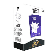 The 105ct APEX Deck Protector Sleeves for Pokemon TCG are made with our new easy-shuffle formulation and feature vibrant Gengar artwork on a textured back. Archival-safe polypropylene materials ensure you can sleeve your cards with confidence, and the gloss clear front allows your foil cards to shine! Sized for standard size trading cards measuring 2.5 in. x 3.5 in.