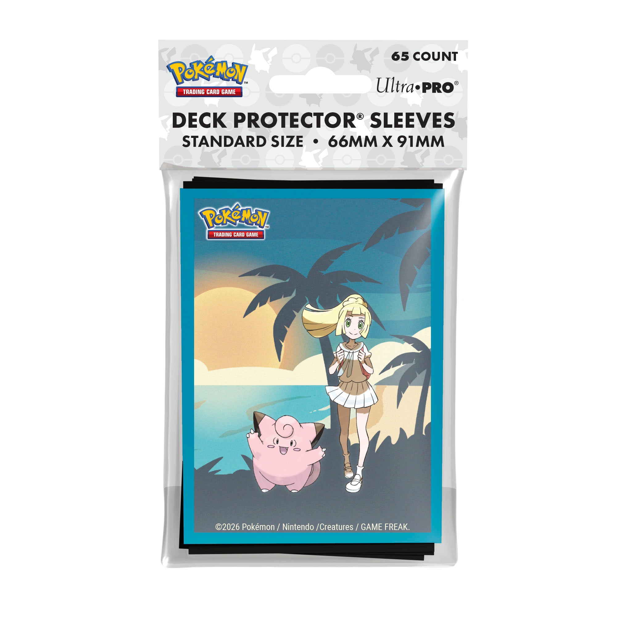 <p><strong>Ultra PRO Pokémon TCG Lillie & Clefairy 65ct Deck Protector Sleeves</strong> add charming Pokémon style while helping protect your cards during play, storage, and tournaments. Featuring officially licensed artwork of Lillie and Clefairy, these sleeves are a great choice for Pokémon TCG players and collectors looking to personalize their deck.</p>
<p>Each pack includes 65 standard-size card sleeves designed for trading cards measuring approximately 2.5" x 3.5". Ideal for Pokémon decks and other c