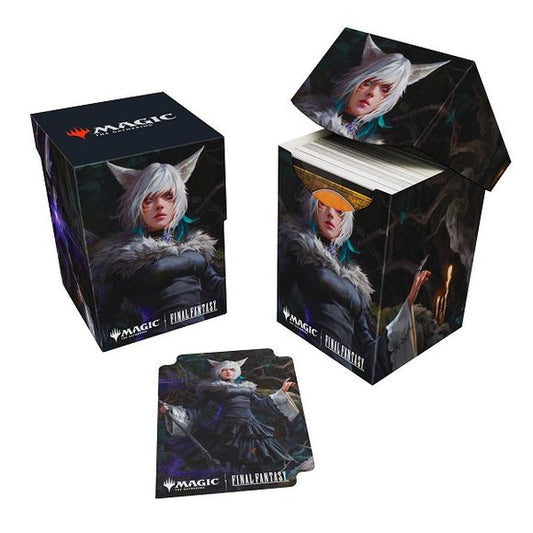 100+ Deck Boxes for Magic: The Gathering(R) --- FINAL FANTASY feature a vibrant, full-color artwork and includes a deck divider. Made with archival-safe, non-PVC, rigid polypropylene materials, you can store up to 100 double-sleeved cards with confidence. The self-locking lid keeps your cards securely stored when not in use, while also offering easy access. Sized for standard size trading cards.