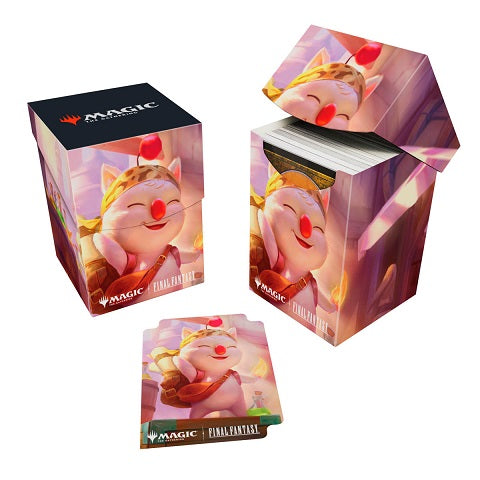 100+ Deck Boxes for Magic: The Gathering(R) --- FINAL FANTASY feature a vibrant, full-color artwork and includes a deck divider. Made with archival-safe, non-PVC, rigid polypropylene materials, you can store up to 100 double-sleeved cards with confidence. The self-locking lid keeps your cards securely stored when not in use, while also offering easy access. Sized for standard size trading cards.