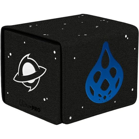 Premium Alcove Edge Deck Box with Interior Printings feature a stunning, spot foil and textured leatherette exterior finish with vibrant full color interior flap printing, strong magnetic closure, and dual thumb notches for easy access to your deck. This deck box holds up to 100 standard size trading cards double-sleeved in Ultra PRO Deck Protector sleeves.