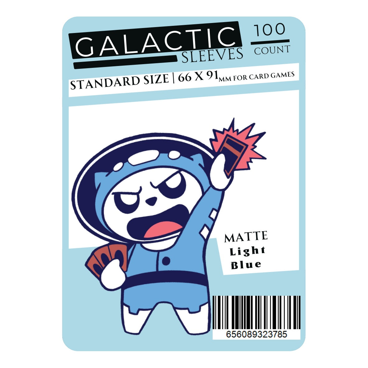 These solid color sleeves hold standard size cards. Clear side uses non-glare matte material for softer feel and smoother shuffle. Stores and protects standard sized cards. 100 sleeves per package. 66 x 91mm size sleeves for card games, perfect for Pokemon, Magic: the Gathering, Digimon, One Piece, and other card games!