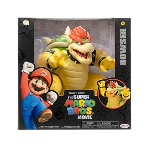 This Super Mario Movie Bowser Figure stands 7" tall and features realistic eyes, light-up mouth, and articulated movements for realistic battle play. It also has an internal water reservoir which allows for smoke emitting action for a unique, dynamic experience. Bring the magic of Mario to life with this amazing figure.