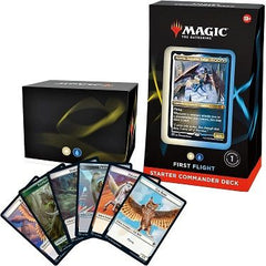 Welcome to Commander, Magic's most popular multiplayer format! With this Magic: The Gathering Starter Commander Deck First Flight (White-Blue), battle opponents with powerful creatures and spells! Every deck is built around a legendary creature, or commander. Take wing with Isperia and a squadron of flying friends. Keep your guard up with defensive spells, then swoop in for the win with supercharged buffs. The last player standing wins!