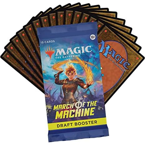 Contains 15 Magic: the Gathering cards in each pack. Includes: 1-2 card(s) of rarity Rare or higher and 3-5 Uncommon, 8-9 Common, and 1 Land.