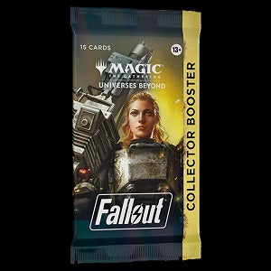 Release Date: 03/08/2024
The vault is open! These boosters are so overstuffed with perks for Fallout fans, they’ll test the limits of your carrying capacity. Expect to encounter Rares and/or Mythics, Traditional Foils, Extended-Art cards, and special Fallout-themed card treatments. Each booster contains 15 Magic: The Gathering cards and 1 Traditional Foil double-sided token, with a combination of 7–14 cards of rarity Rare or higher and up to 7 Uncommon, up to 5 Common, and 1 Land cards. Every pack contains