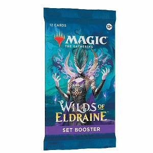 A TALE ONLY YOU CAN TELL—Venture into the untamed Wilds of Eldraine, a fairy tale-inspired world in the Magic multiverse, and free the kingdom from a curse of endless slumber
EXPLORE WITH SET BOOSTERS—Set Boosters are specifically designed for a fun pack-opening experience, with at least 1 Rare or Mythic Rare card and at least 1 card with a shining foil treatment in every pack
FAIRY-TALE INSPIRED CARDS + ART CARD—Each Set Booster contains 12 cards with art and mechanics inspired by storybook themes plus an