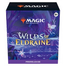 Eldraine is a plane of wonderful chaos and contradictions—your players will be invited to start their own storybook adventure, enveloped in a fantastical fairytale with a twist to break the curse of an endless slumber.
Prerelease is your community’s first opportunity to get their hands on the latest Magic: The Gathering release and explore what the set has to offer, and Prerelease Packs are the perfect product to fuel the first events of this new set.
Contents:
6 Wilds of Eldraine Draft Boosters; each Draft