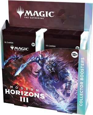 Release Date: 06/14/2024
Contents:
12 Modern Horizons 3 Collector Boosters
15 Magic: The Gathering cards
Up to 2 Foil-Etched cards
10-12 Traditional Foil cards
5 cards rarity Rare or higher
3-5 Uncommon cards
4-6 Common cards
1 Land card
Serialized card in <1% of boosters