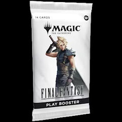 Each Final Fantasy Play Booster contains:
14 Magic: The Gathering cards
1-4 cards of rarity Rare of higher
3-6 Uncommon cards
6-9 Common cards
1 Land card (Traditional Foil Land replaces a Land in 20% of boosters)
1 card of any rarity is Traditional Foil; Foil Borderless Mythic Rare in 1% of boosters