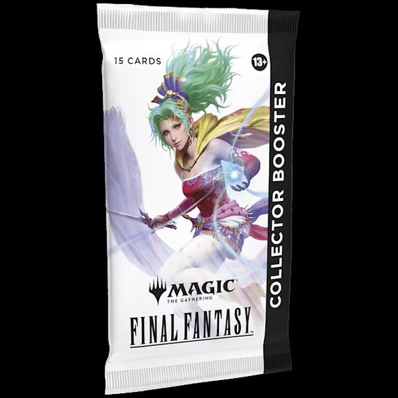 Each Final Fantasy Collector Booster contains:
15 Magic: The Gathering cards
8-12 cards are Traditional Foil; 0-3 of these cards may be Surge Foil
5-6 cards rarity Rare or higher
3-6 Uncommon cards
3-5 Common cards
1 Land card
Collector Booster exclusive print treatment found in <1% of all language Collector Boosters
Serialized cards exclusively found within <0.1% of English language Collector Boosters