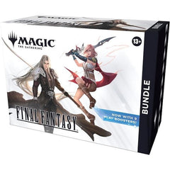 Release Date: 06/13/2025
Enter battle in Magic: The Gathering with some of the most iconic characters, items, and moments from the sixteen core games in the legendary FINAL FANTASY series. Step into these unforgettable stories and give them a whole new spin! This Bundle includes a full inventory of treasures, with 9 Magic: The Gathering—FINAL FANTASY Play Boosters (each containing 14 cards), 2 Traditional Foil Extended-Art cards, 16 Traditional Foil and 16 nonfoil Full-Art Basic Land cards, 1 oversized Spin