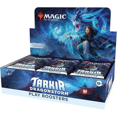 30 Tarkir: Dragonstorm Play Boosters; each Play Booster contains 14 Magic: The Gathering cards
Each Play Booster may contain these cards: TDM 1–286, 292–398; SPG 104–113
1–4 cards of rarity Rare or higher (2: 26%; 3: 2%; 4: <1%),
3–5 Uncommon cards
6–9 Common cards
Traditional Foil Land replaces a Land in 20% of boosters.
1 card of any rarity is Traditional Foil
Foil Borderless Mythic Planeswalker in <1% of boosters