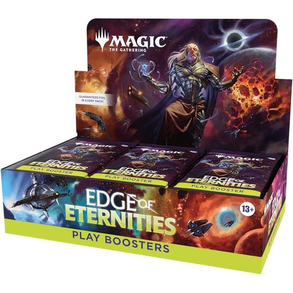 Release Date: 08/01/2025
Experience Magic: The Gathering like you've never seen it before in Edge of Eternities. This far-out set takes the Magic Multiverse into the realm of science fantasy. You'll spacewalk through the Sothera system, an enigmatic realm at the far edges of the Multiverse. The sky isn't the limit; we're taking to the stars.
Contains 30 Play boosters. Each Booster contains 14 cards.