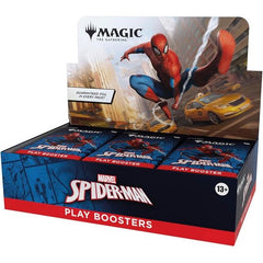 Release Date: 09/26/2025
Gather web-slingers from across the Spider-Verse and team up to take down the sinister foes that threaten the city. This Magic: The Gathering | Marvel’s Spider-Man Play Booster Box contains 30 Play Boosters, perfect for both playing with friends and opening packs just for fun. Each Play Booster contains 14 Magic: The Gathering cards and 1 Token, including 1–4 cards of rarity Rare or higher and 3–5 Uncommon, 6–9 Common, and 1 Land cards. One card of any rarity is Traditional Foil. Th