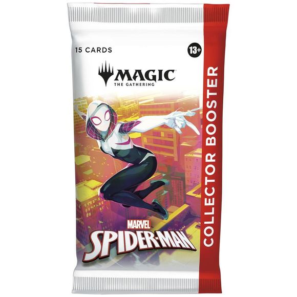 Contains
15 Magic: The Gathering cards
Collector Boosters may contain these cards: SPM 1–193, 199–283; SPE 1–26; MAR 1–40
11–13 Traditional Foil cards
Includes 5 cards of rarity Rare or higher and 4 Uncommon, 5 Common, and 1 Land cards
Headliner Mythic in <1% of boosters