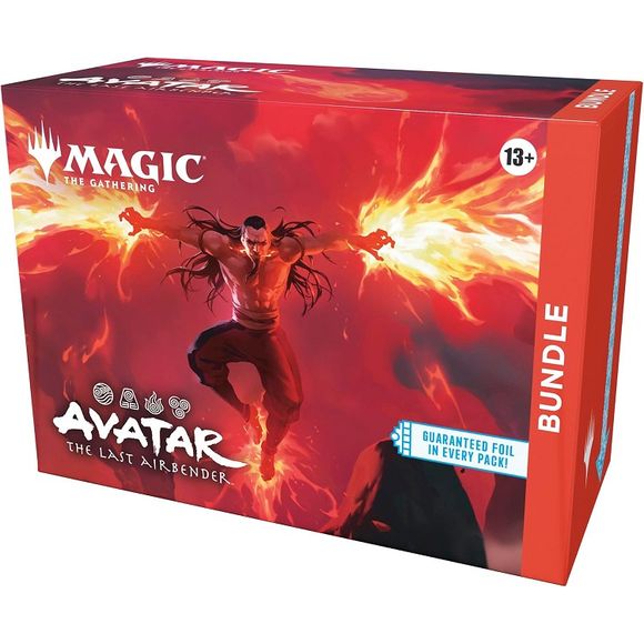 The Bundle is a great gift for Magic superfans and newcomers alike who visit your store. It contains a little bit of everything to get a player's collection off the ground, including nine Play Boosters (each with 14 Magic: The Gathering cards), lands, and more—plus an oversized set-themed Spindown life counter.
Contents:
9 Magic: The Gathering | Avatar: The Last Airbender Play Boosters
1 traditional foil card with Bundle-exclusive alternate art
5 traditional foil Appa lands
5 non-foil full-art Appa lands
10