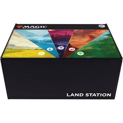 This Land Station contains 400 nonfoil Basic Land cards in a reusable storage box—with 80 Plains (White), 80 Islands (Blue), 80 Swamps (Black), 80 Mountains (Red), and 80 Forests (Green). Each color comes in 3 different card art versions, with all 3 versions included in every box, traveling through the planes of Innistrad, Dominaria, Zendikar, Ixalan, Amonkhet, Theros, Avishkar, and New Phyrexia.