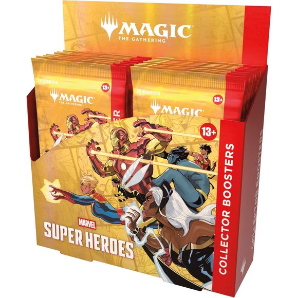 Release Date: June 26, 2026
Hold the power of the Marvel Universe in your hands when you open Magic: The Gathering | Marvel Super Heroes Collector Boosters. Each booster includes Rares and/or Mythics, shiny foils, special alt-border cards, and more! This box contains 12 Magic: The Gathering | Marvel Super Heroes Collector Boosters. Each booster contains 15 Magic: The Gathering cards and 1 Art Card or Traditional Foil double-sided token. Card rarity and distribution vary. Headliner Mythic Rare in <1% of boos